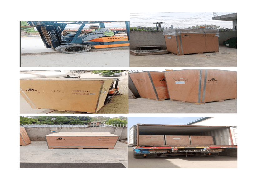 a collage of a truck with a box